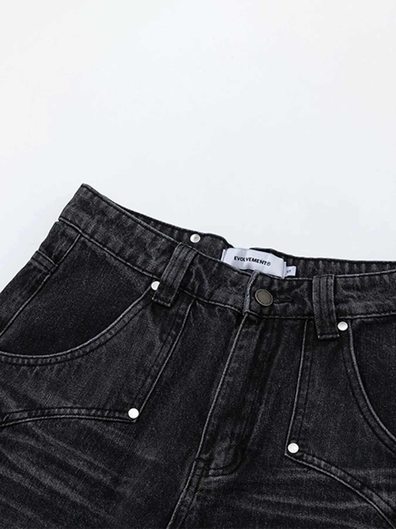 Men's High-Waisted Wide Leg Wash Jeans