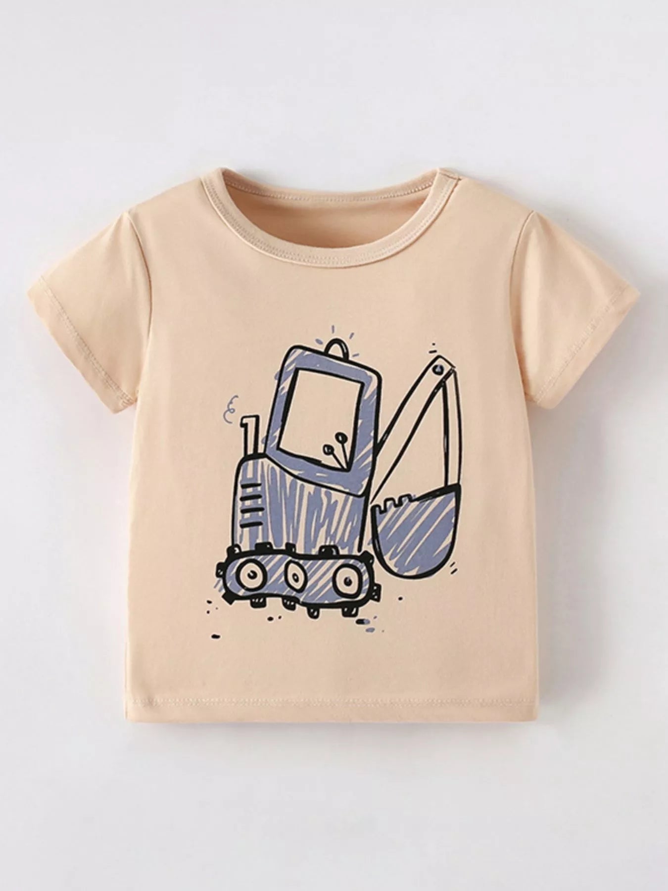 Children's Cartoon Excavator Short Sleeve T-Shirt