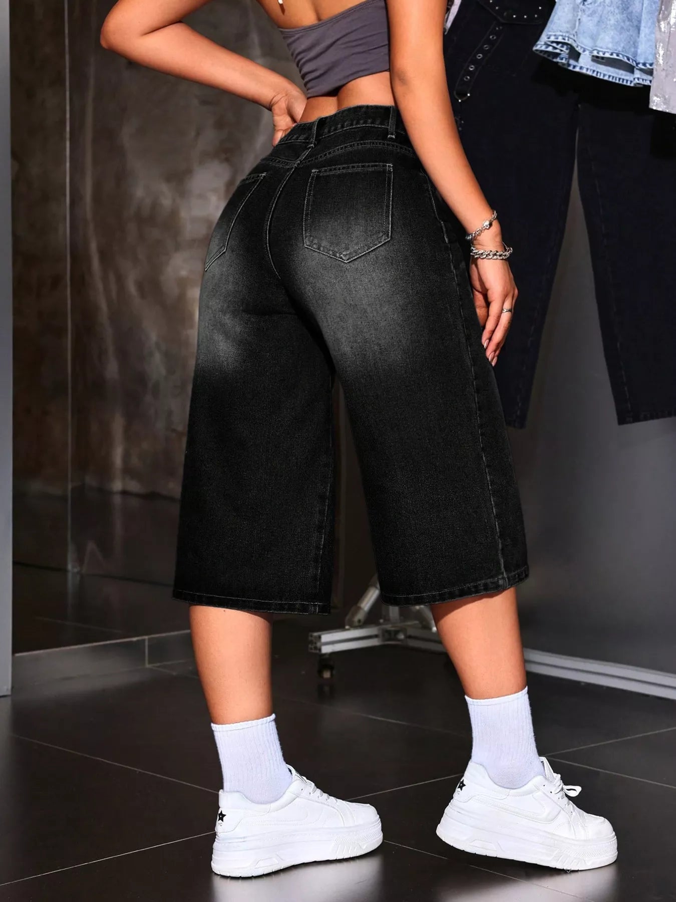 Wide Leg Denim Capris