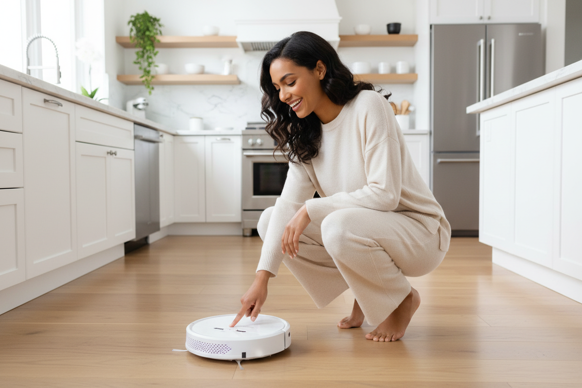 🤖✨GEERLEPOL™ Smart Robot Vacuum Cleaner D2-001 – 3-in-1 Sweep, Vacuum & Mop | LDS Laser Navigation | App & Remote Control | Black & White🤖✨
