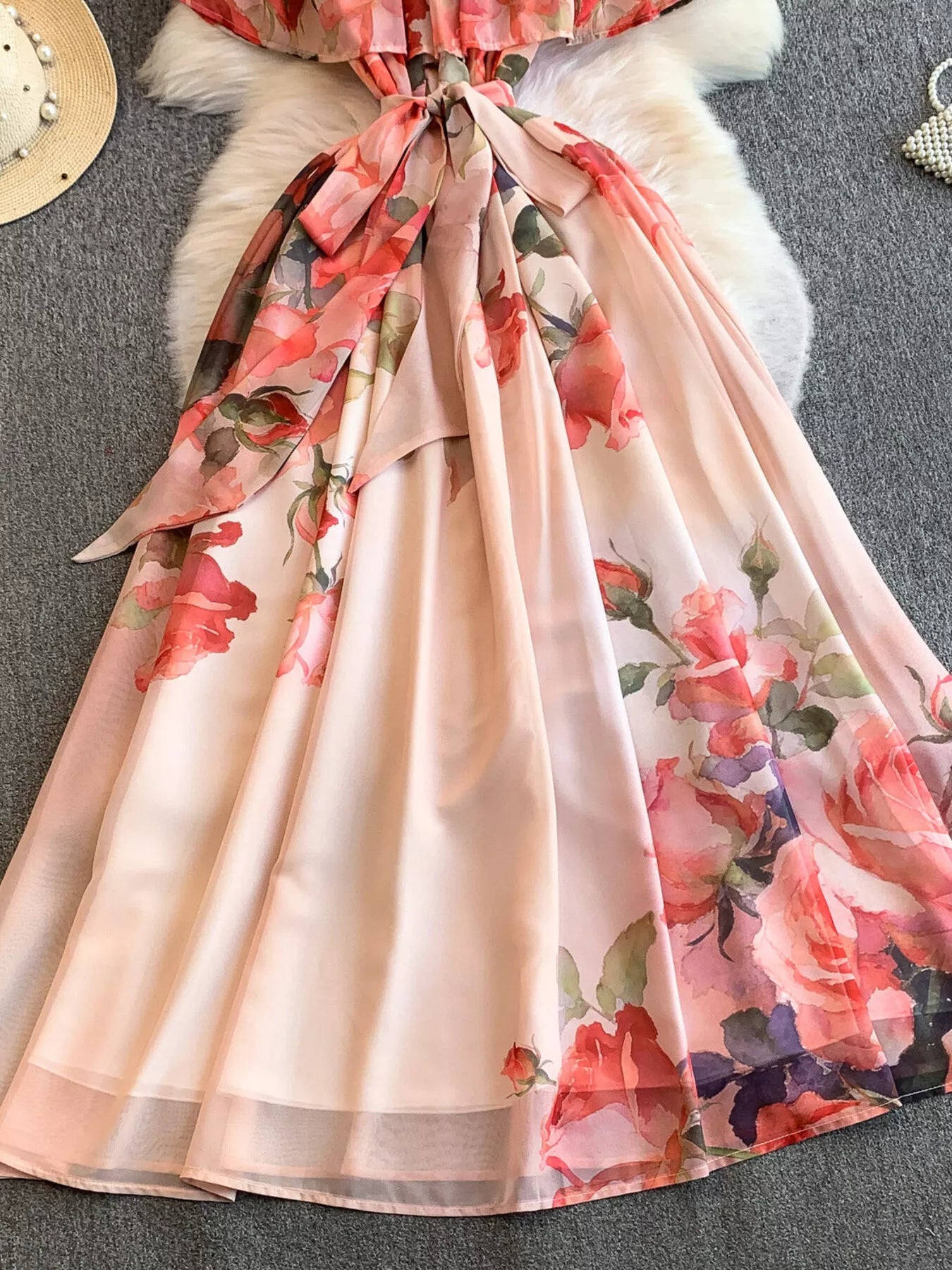 Floral Off-Shoulder A-Line Dress