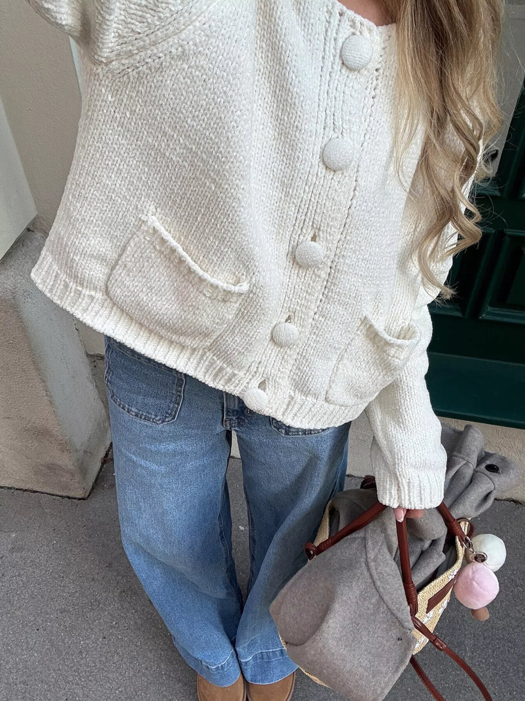 Textured Knit Button-Down Cardigan