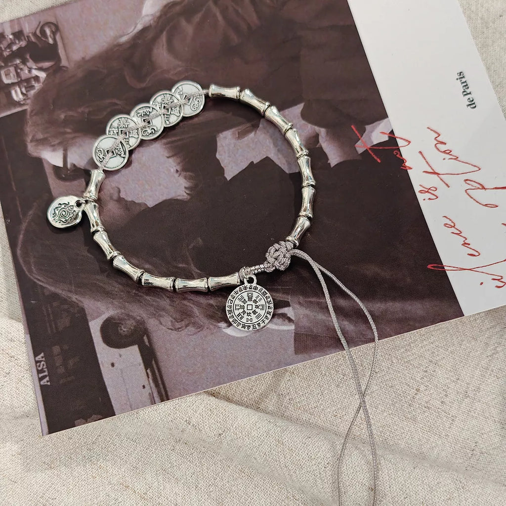Silver Chain Adjustable Heart Charm Bracelet