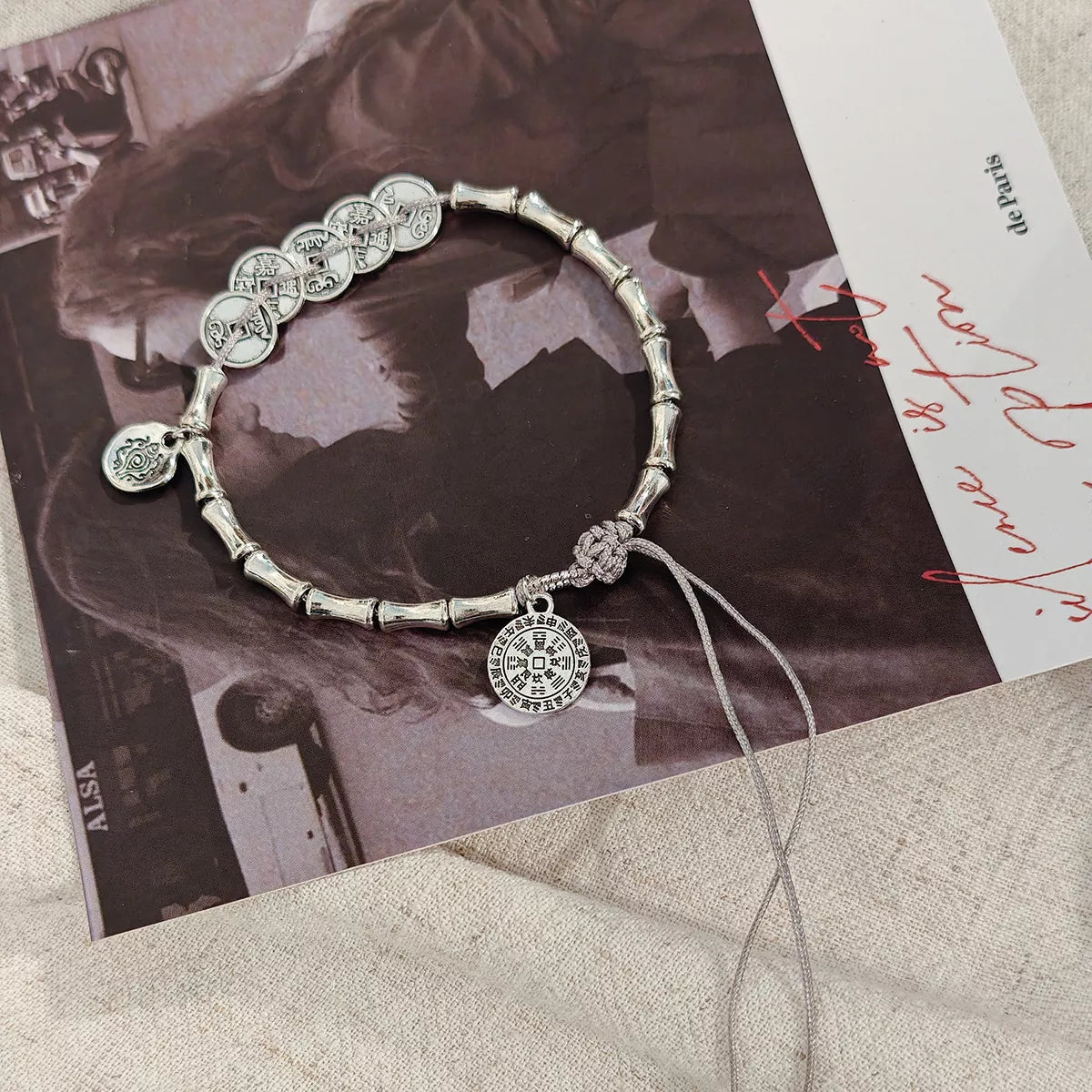 Silver Chain Adjustable Heart Charm Bracelet