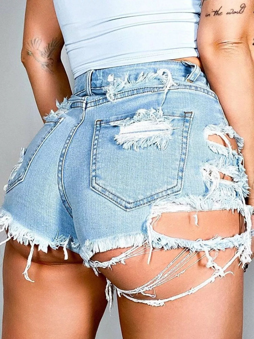 Distressed Denim Shorts