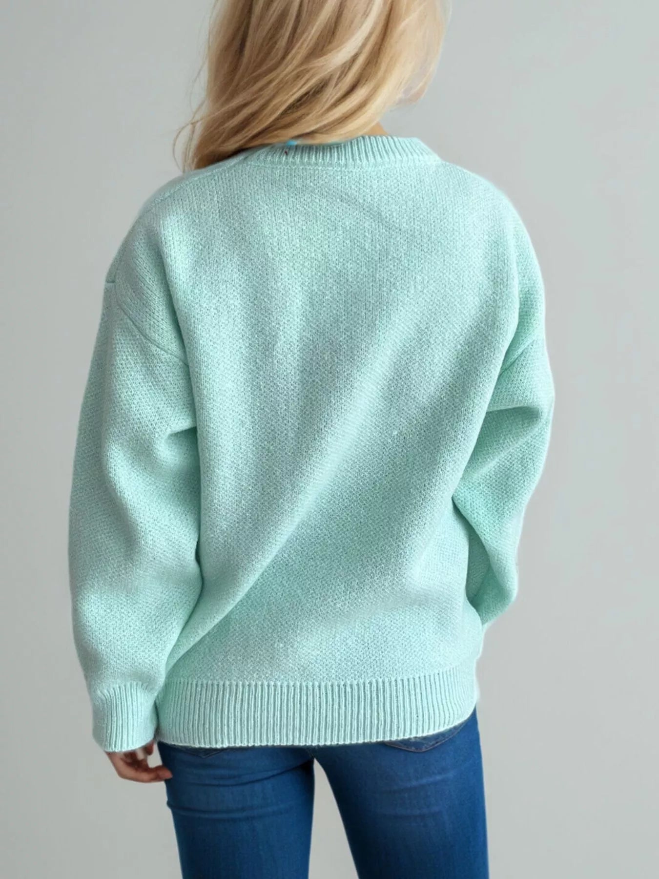 Cherry Pom-Pom Knit Round Neck Sweater