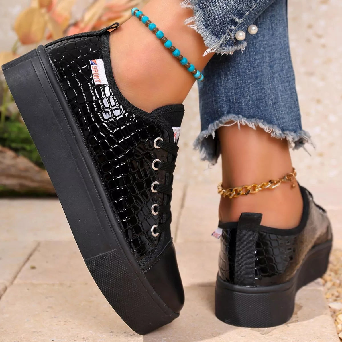 Round Toe Platform Sneakers