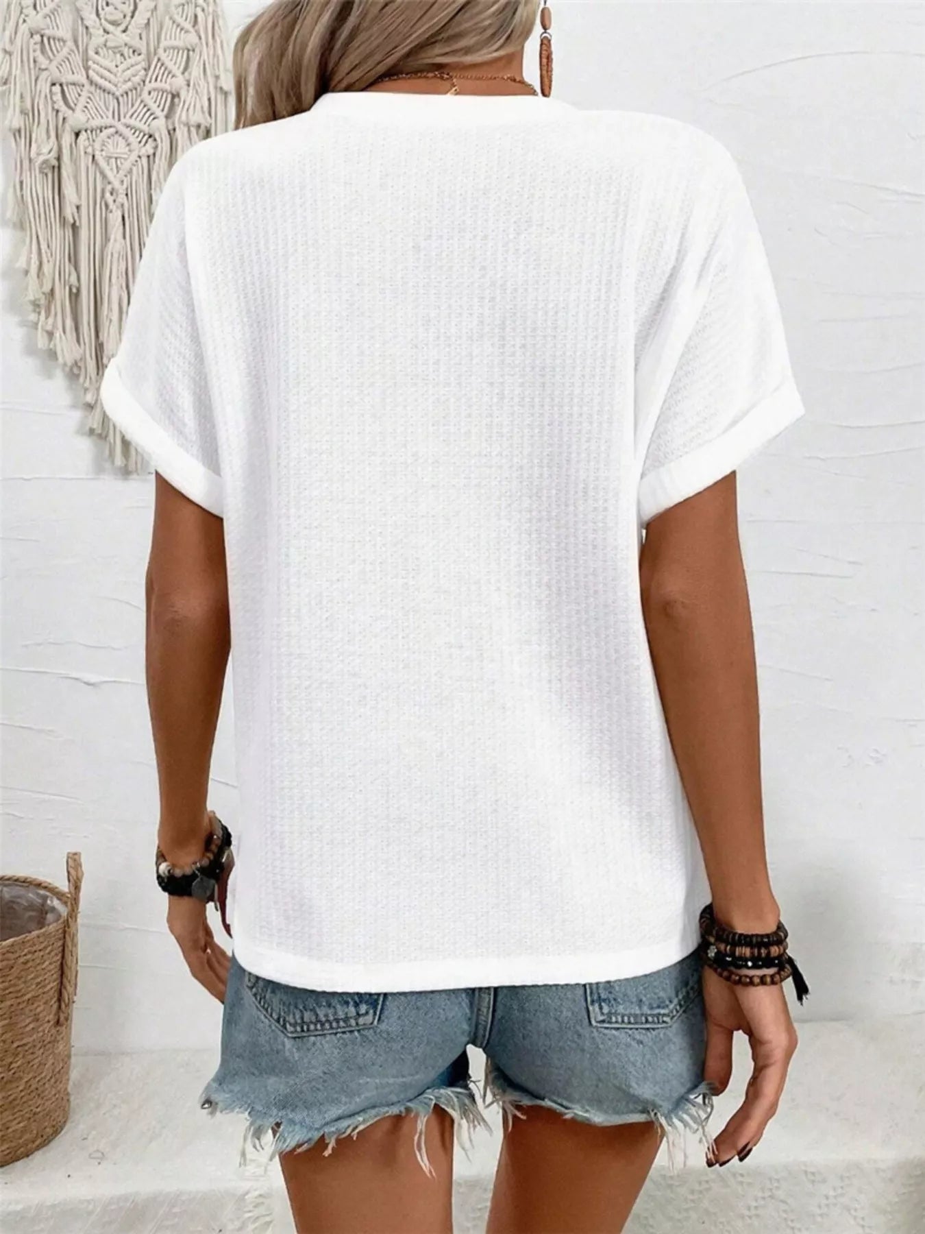 Short Sleeve Waffle Knit T-Shirt