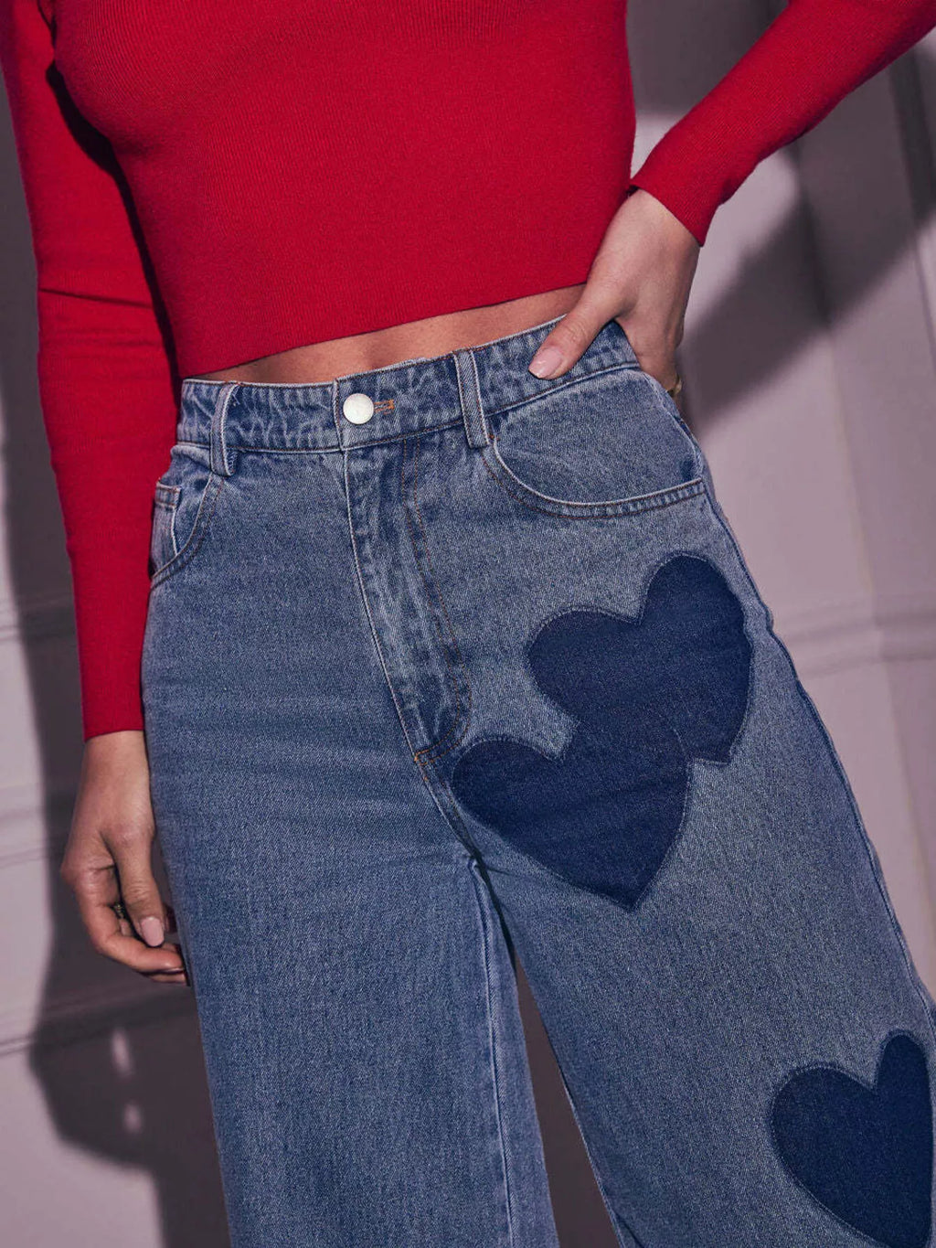 Heart High Waist Wide Leg Jeans