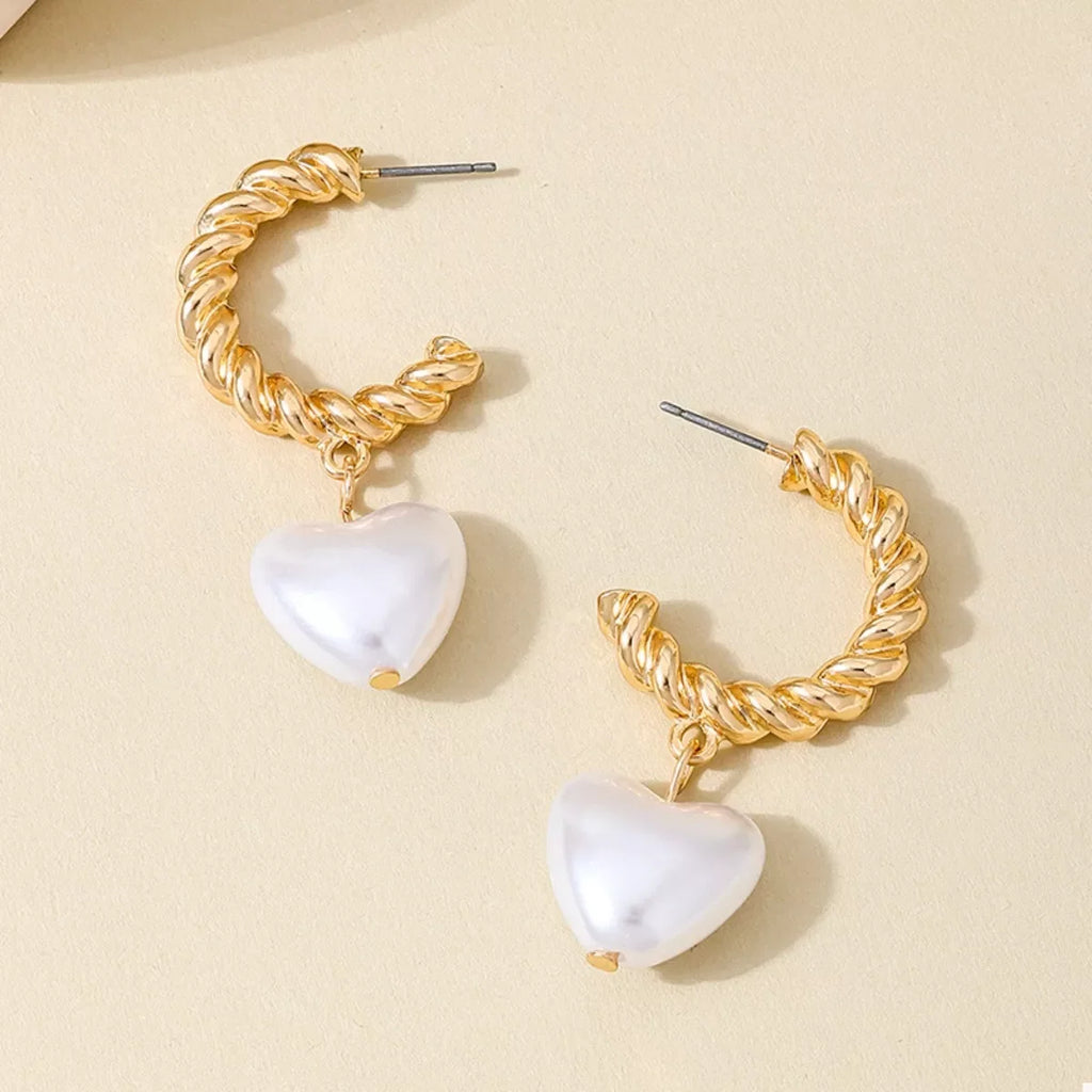 18K Gold-Plated C-Hoop Heart Earrings