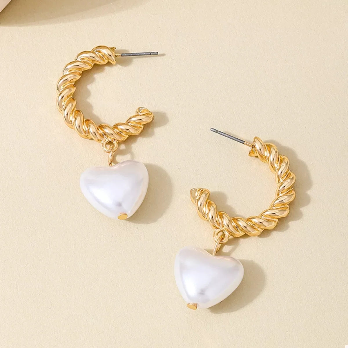 18K Gold-Plated C-Hoop Heart Earrings