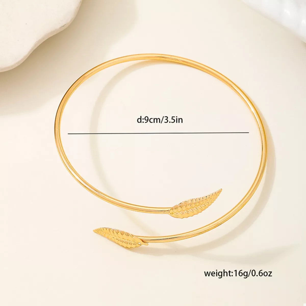 18K Gold-Plated Leaf Open Cuff Bracelet
