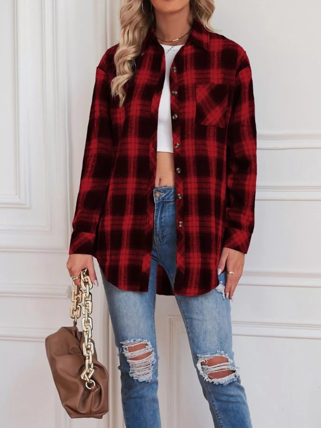 Casual Plaid Button Up Shirt