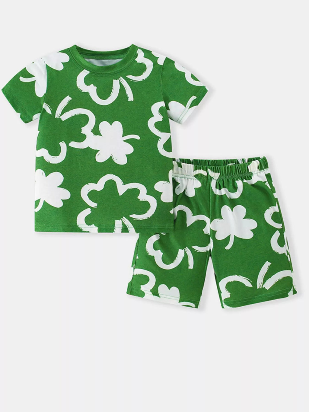 Children's Lucky Clover Print T-Shirt and Shorts Set
