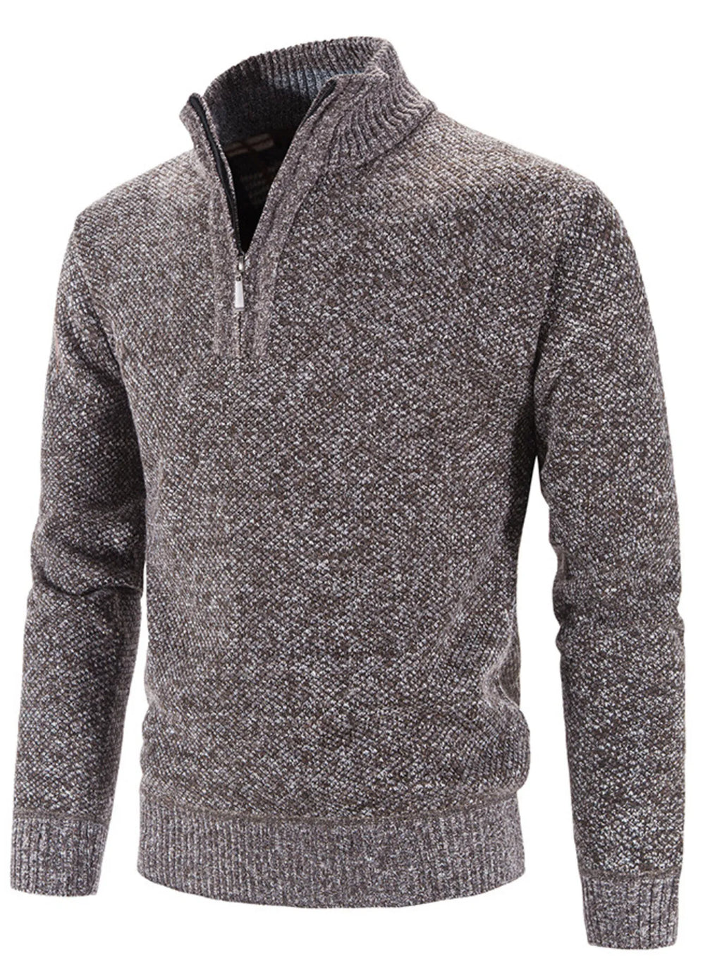 Men's Plus Size Quarter Zip Long Sleeve Sweater