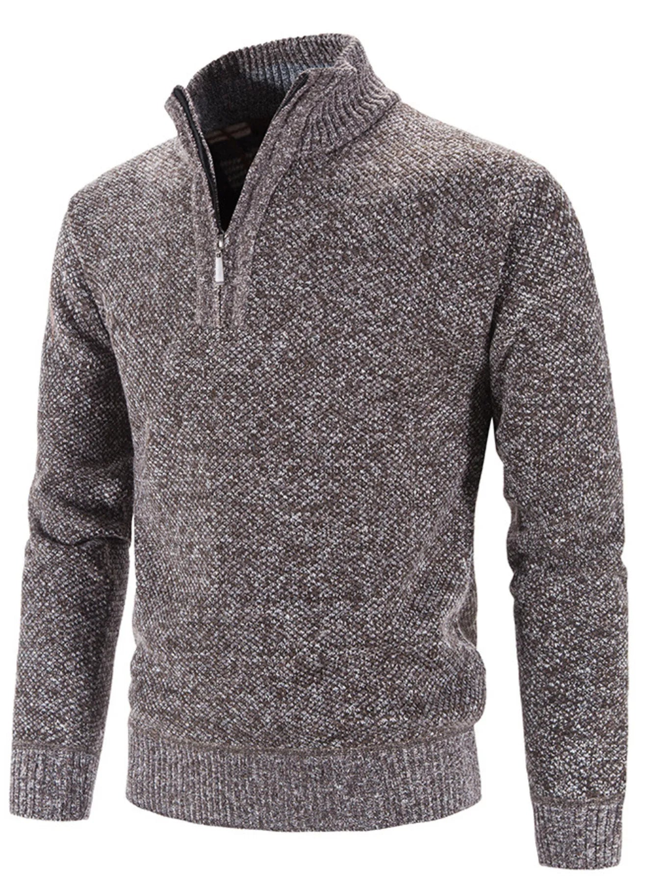 Men's Plus Size Quarter Zip Long Sleeve Sweater