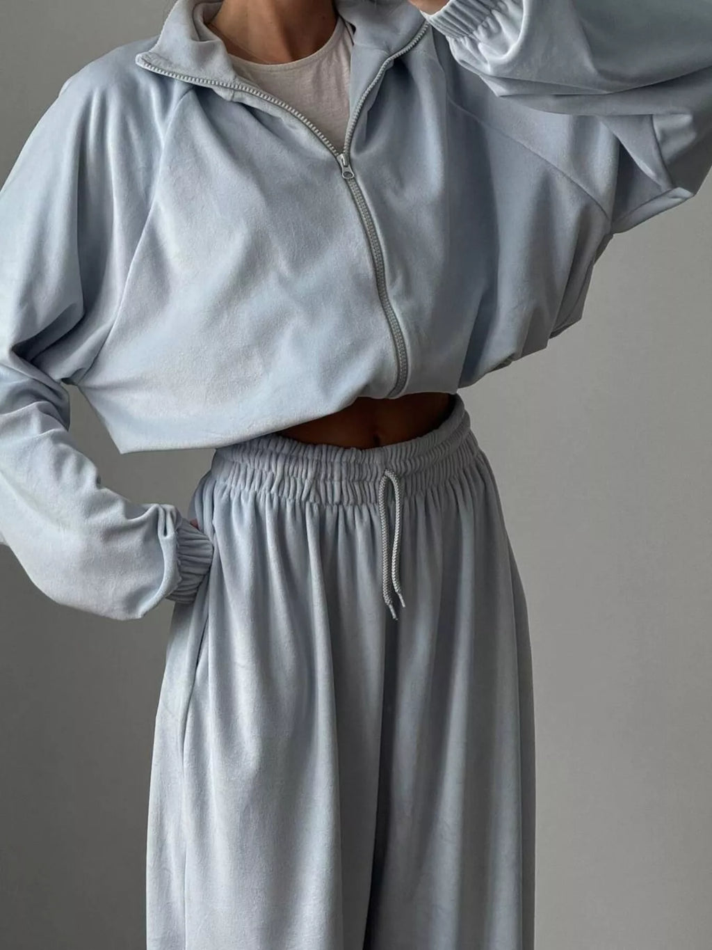 Zip Up Long Sleeve Outerwear and Pants Set
