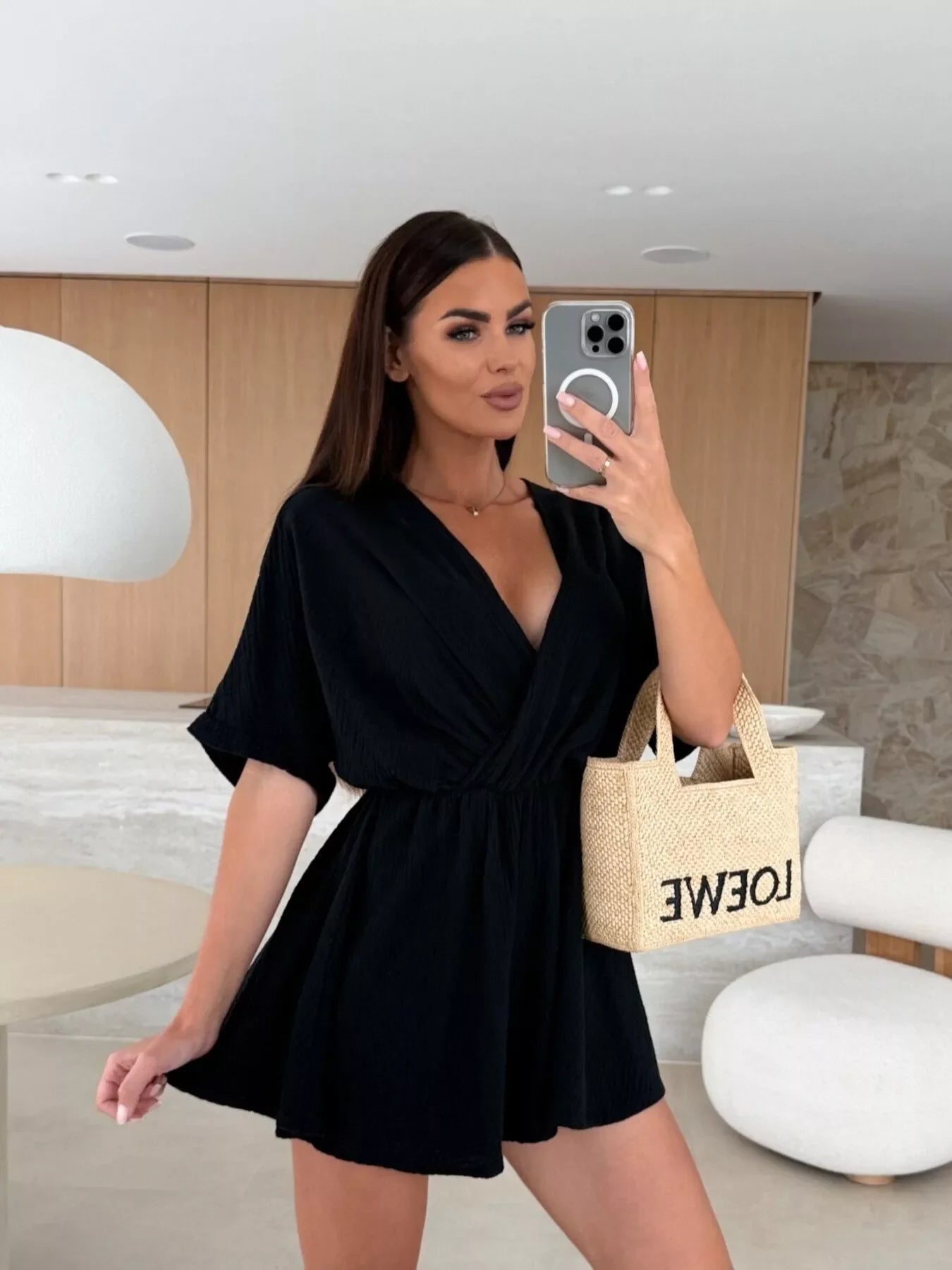 Surplice Short Sleeve Romper