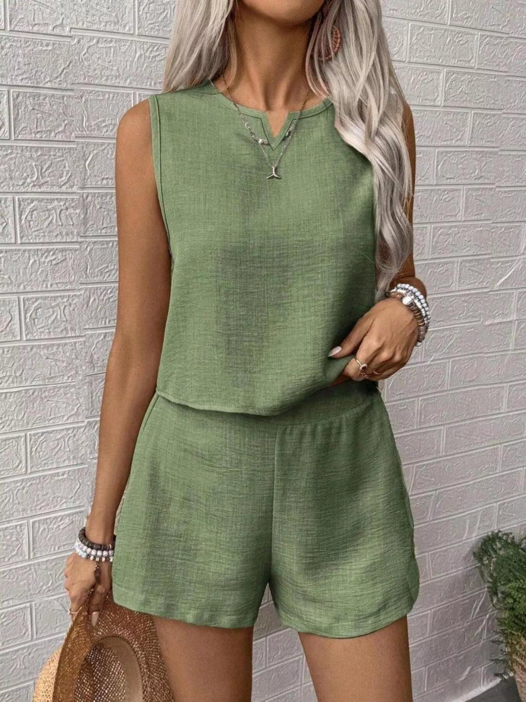 Sleeveless Top and Shorts Casual Set