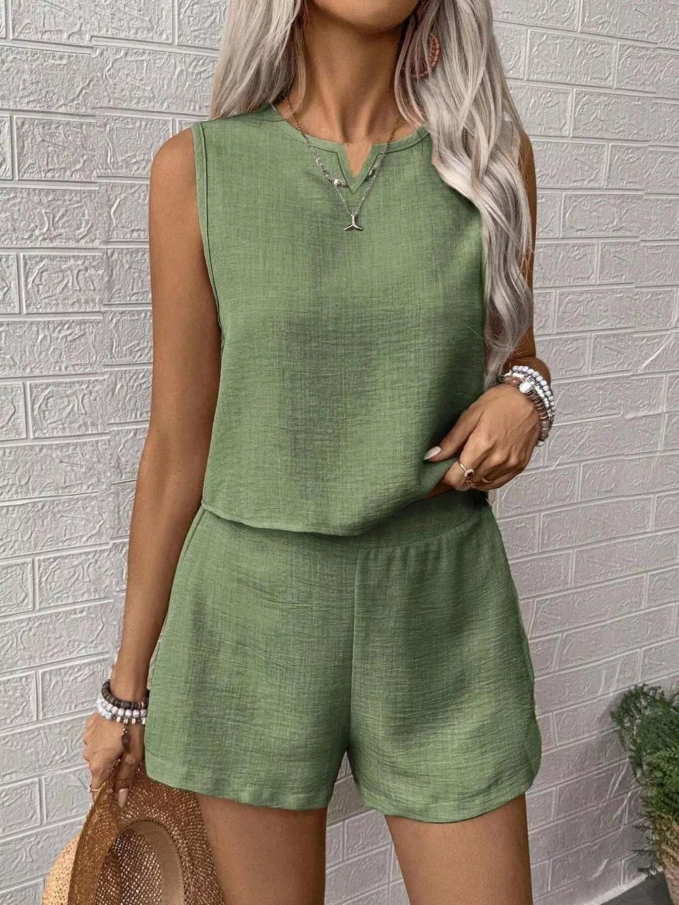 Sleeveless Top and Shorts Casual Set