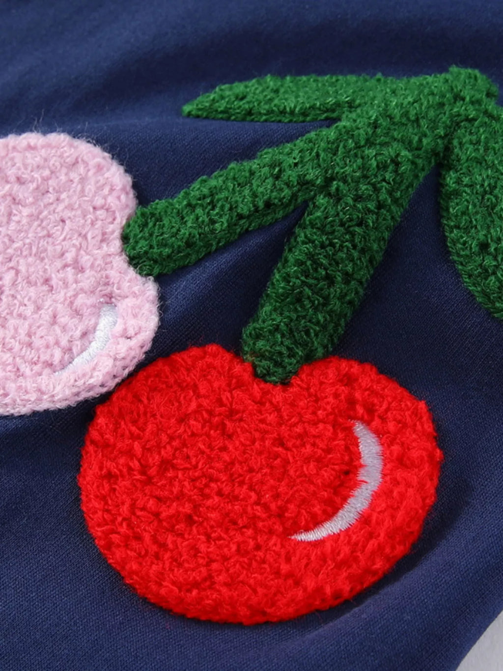 Children's Cherry Applique Short Sleeve Dress
