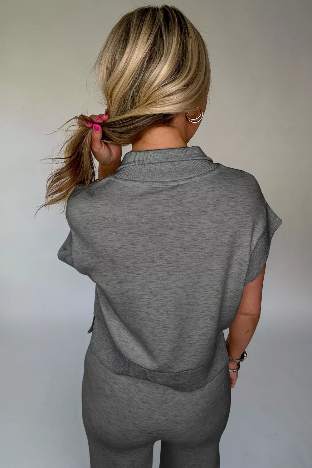 Half Zip Polo Tee Casual Pant Set