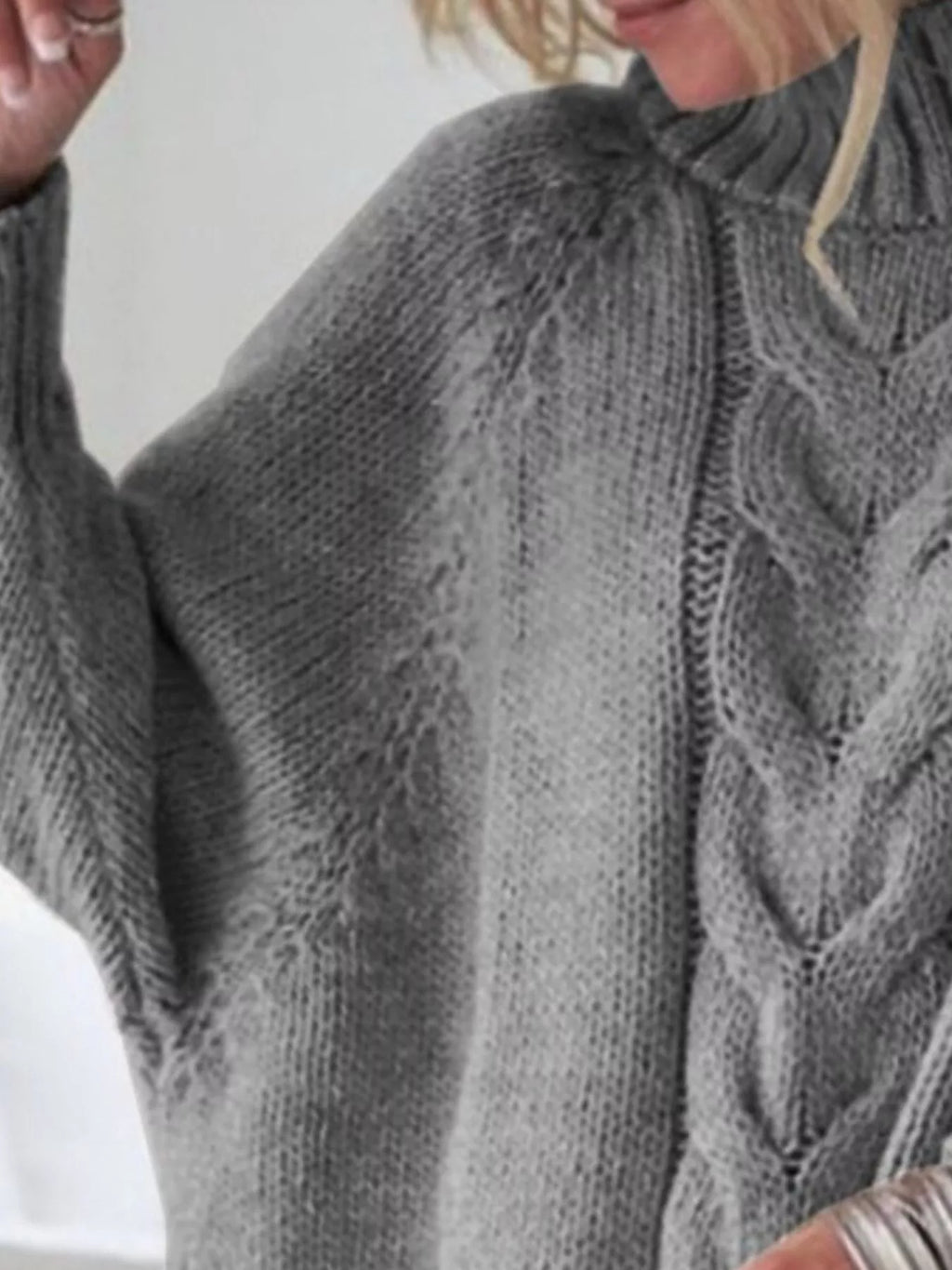 Cable-Knit Long Sleeve Sweater