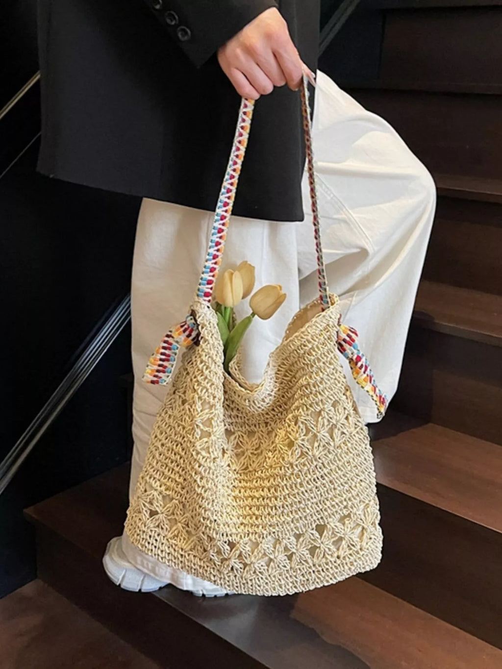 Woven Straw Shoulder Bag