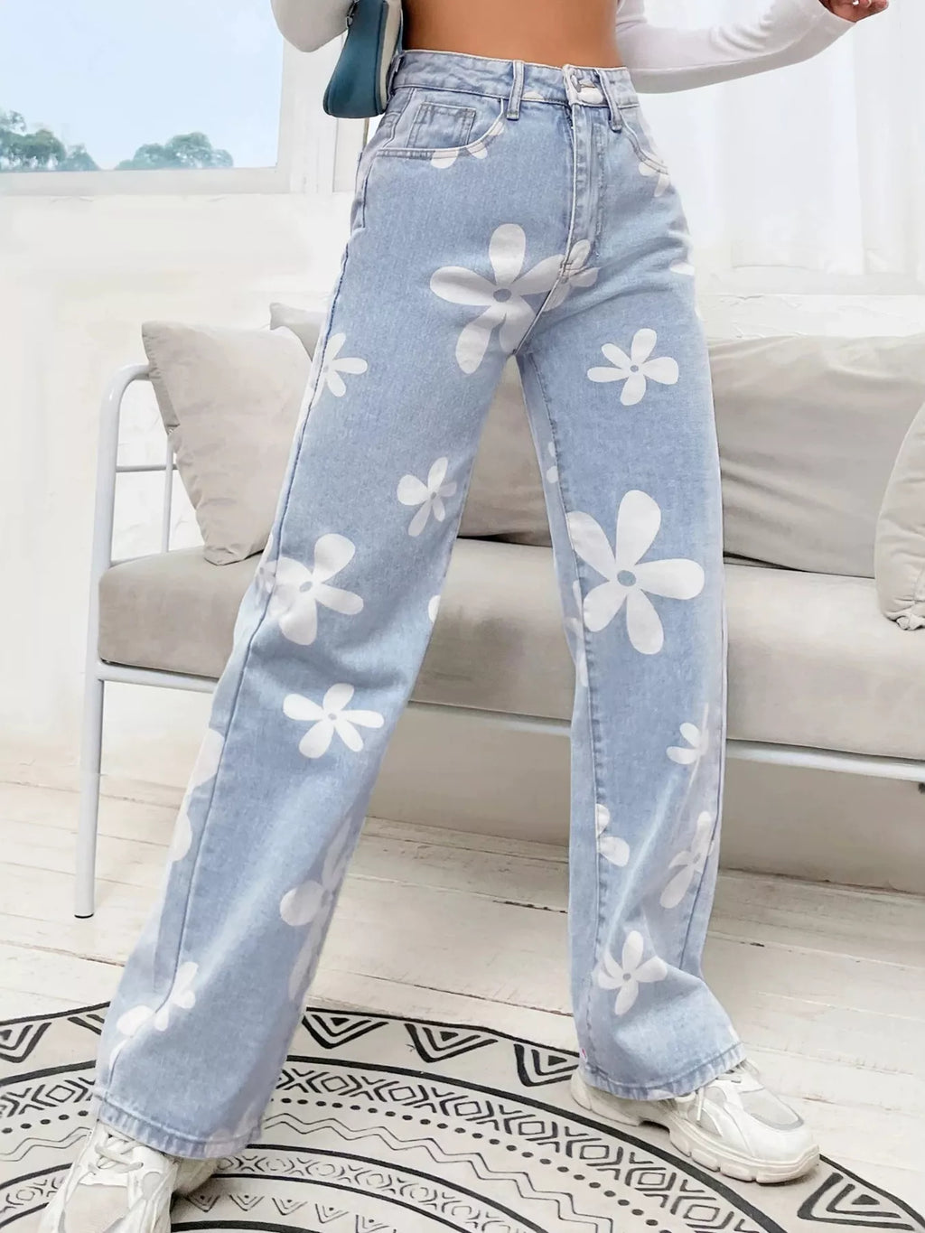 Floral Wide Leg Jeans