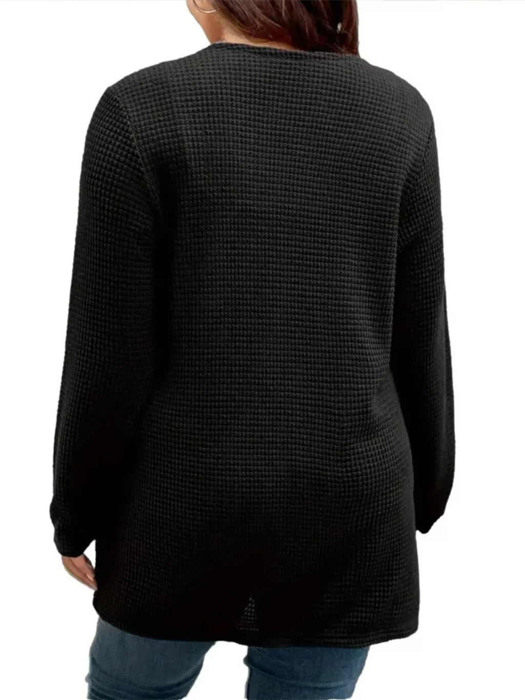 Plus Size Open Front Long Sleeve Knit Cardigan