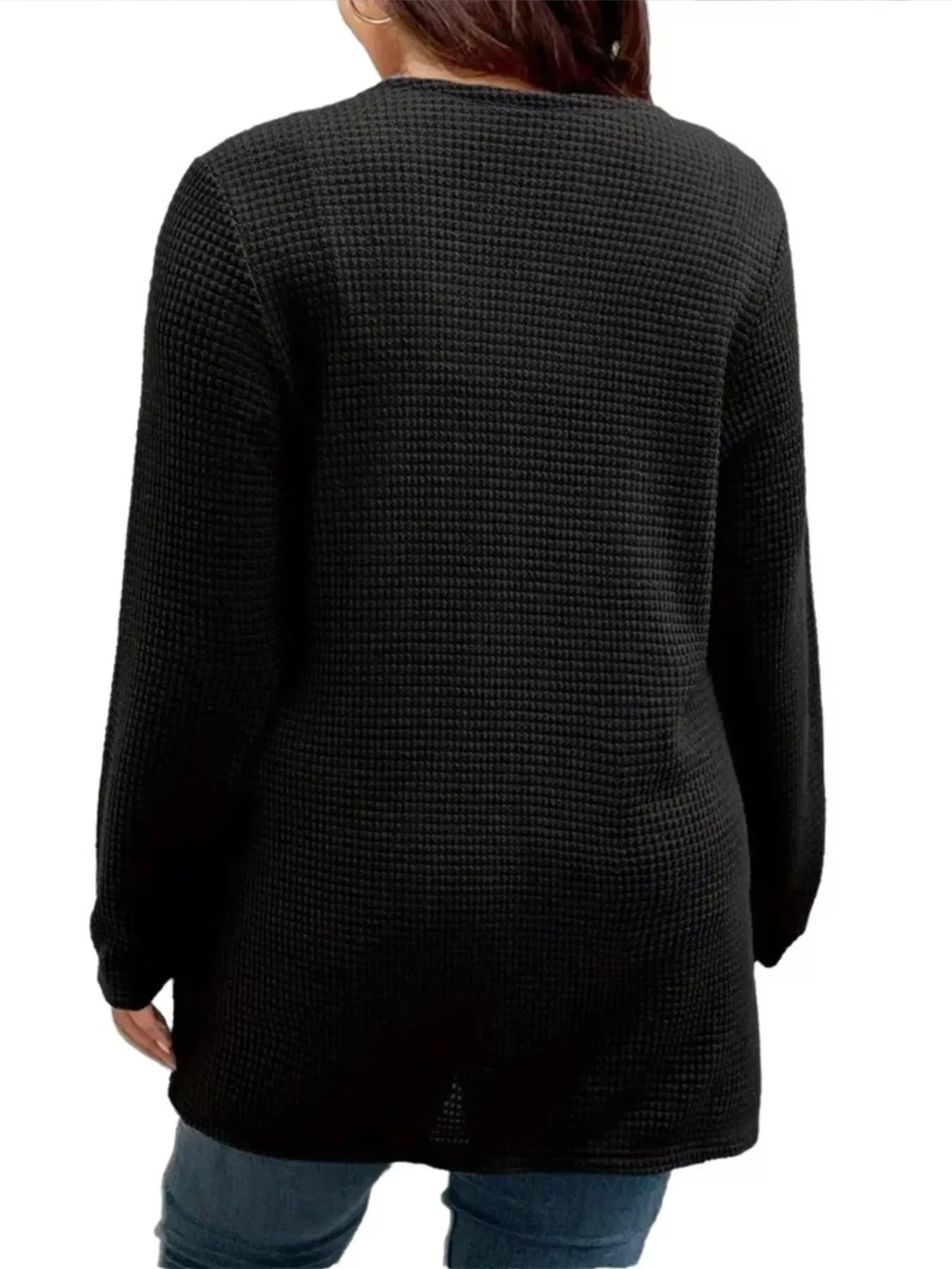 Plus Size Open Front Long Sleeve Knit Cardigan
