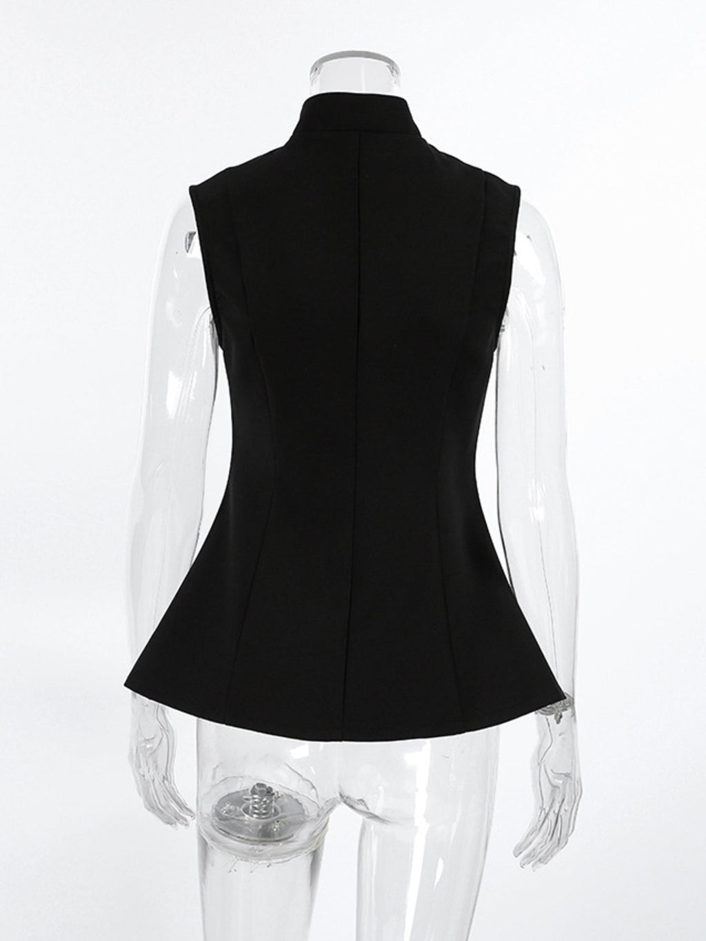 Stand Collar Button-Down Vest Coat