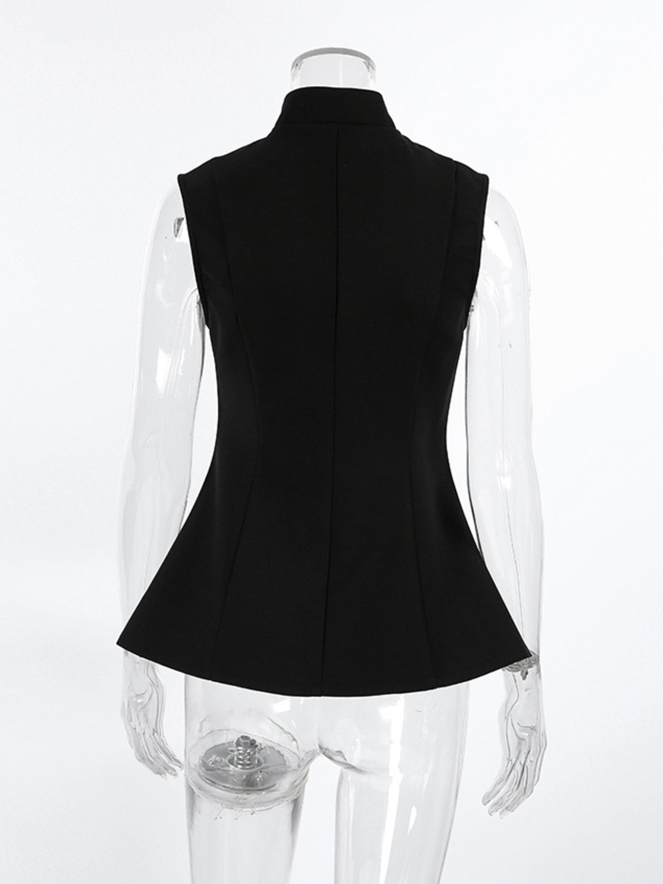 Stand Collar Button-Down Vest Coat