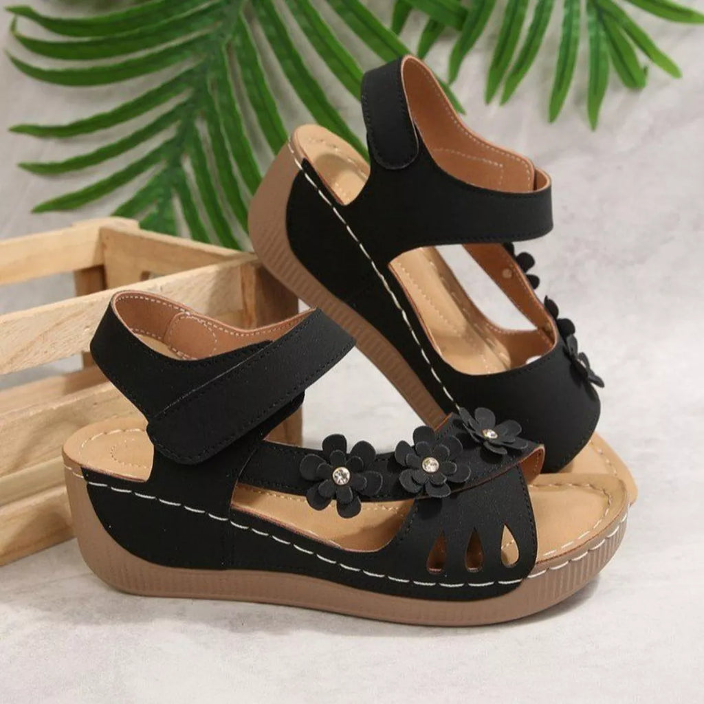 Floral Embellished Wedge Sandals