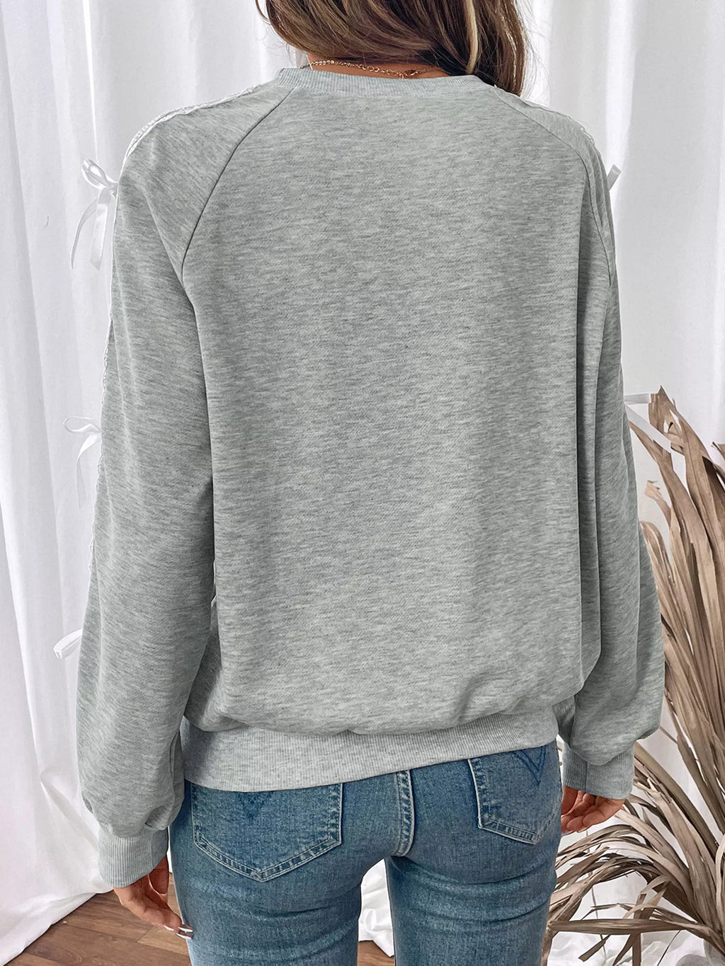 Lace Detail Round Neck Sweatshirt