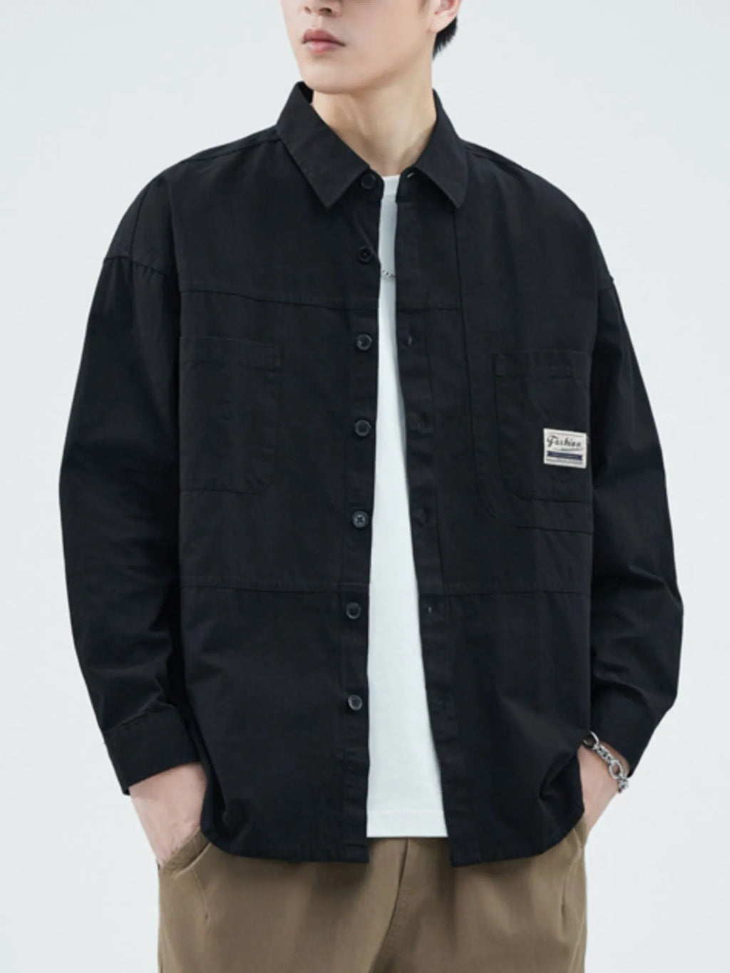 Men's Plus Size Button Up Long Sleeve Shirt