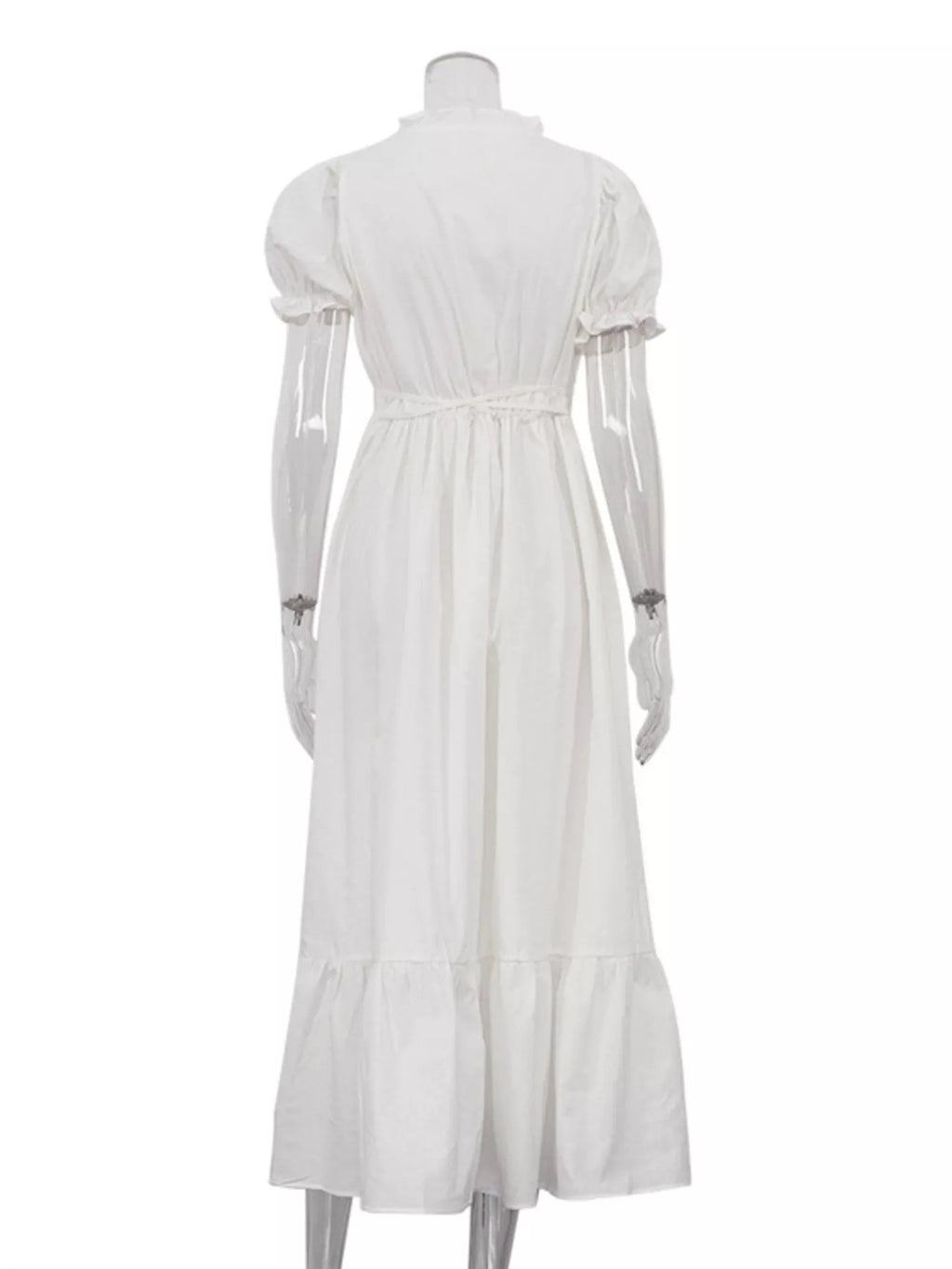 Tie Waist Puff Sleeve Maxi Dress