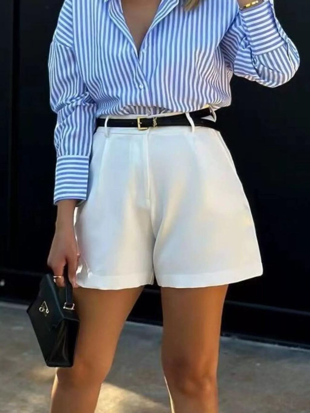 High-Waisted Pleated Shorts