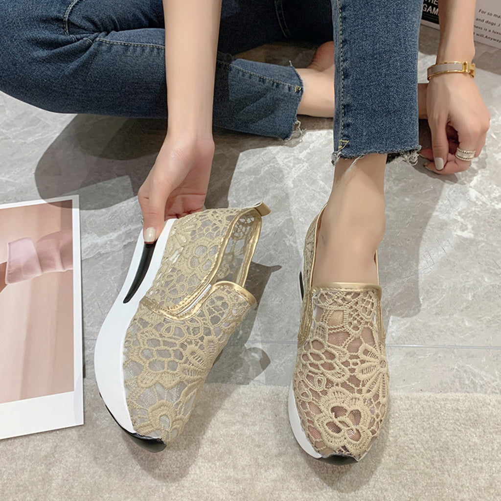 Lace Breathable Platform Slip-On
