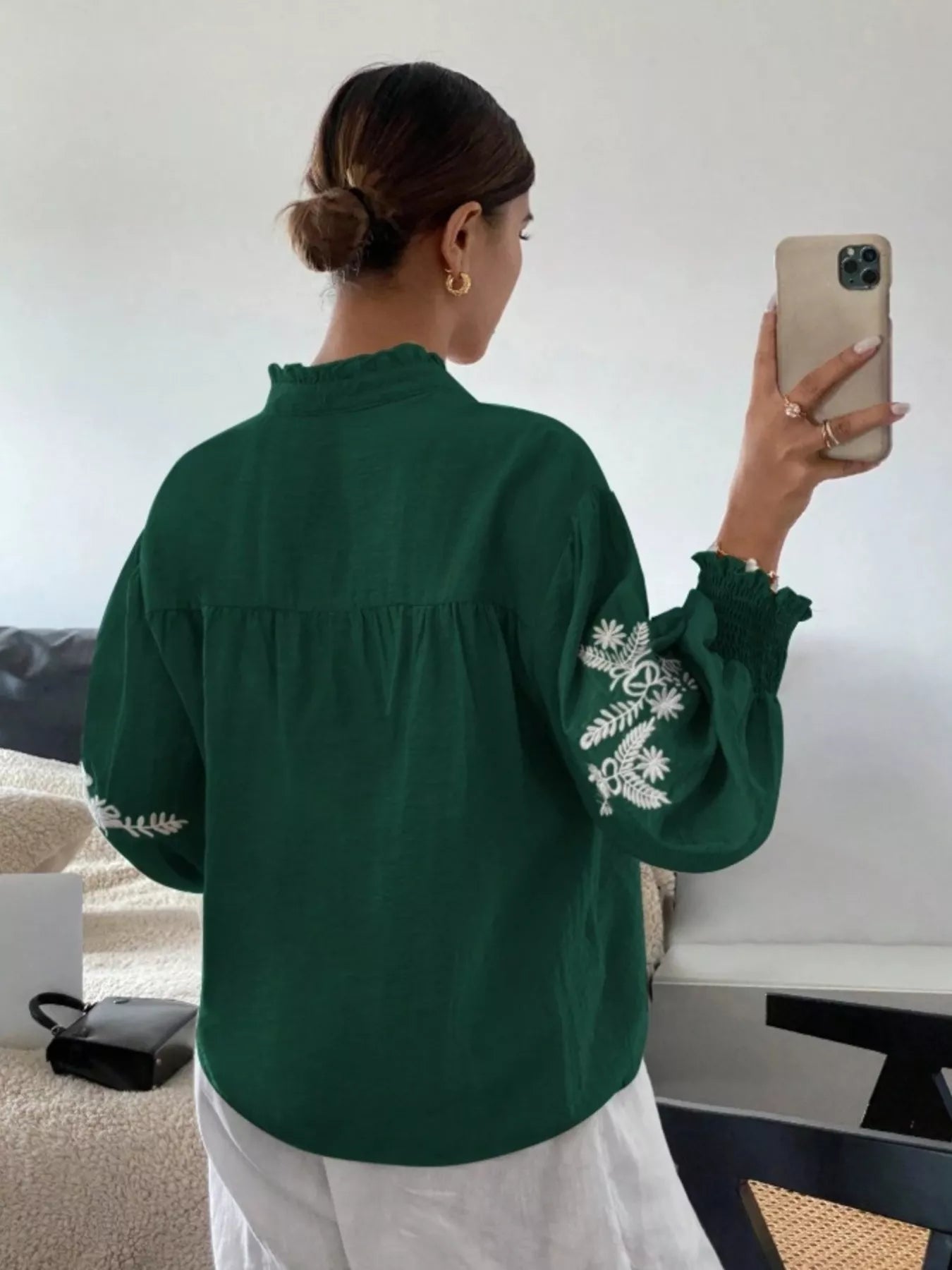 Embroidered Long Sleeve Blouse