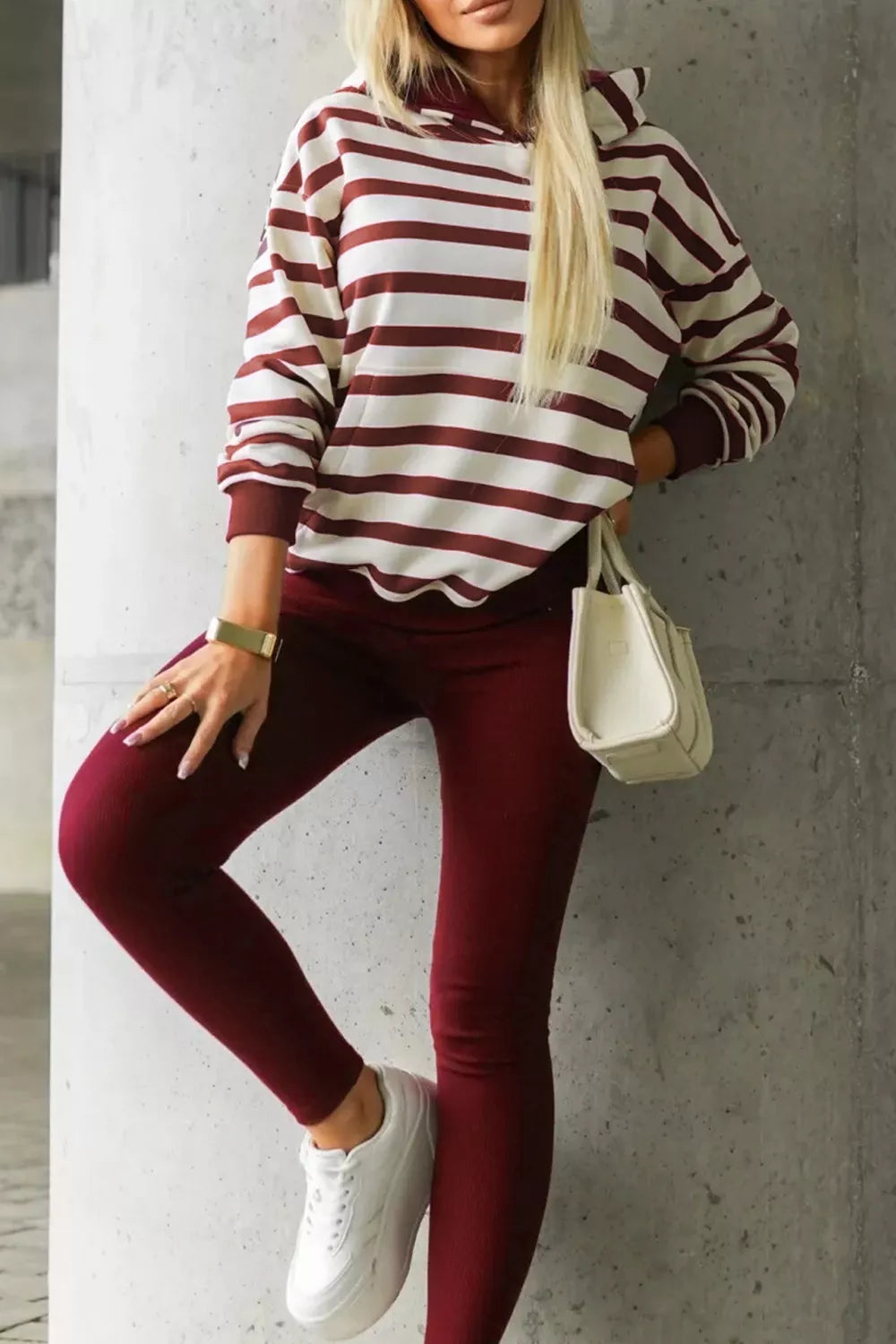 Striped Long Sleeve Hoodie & Leggings Set