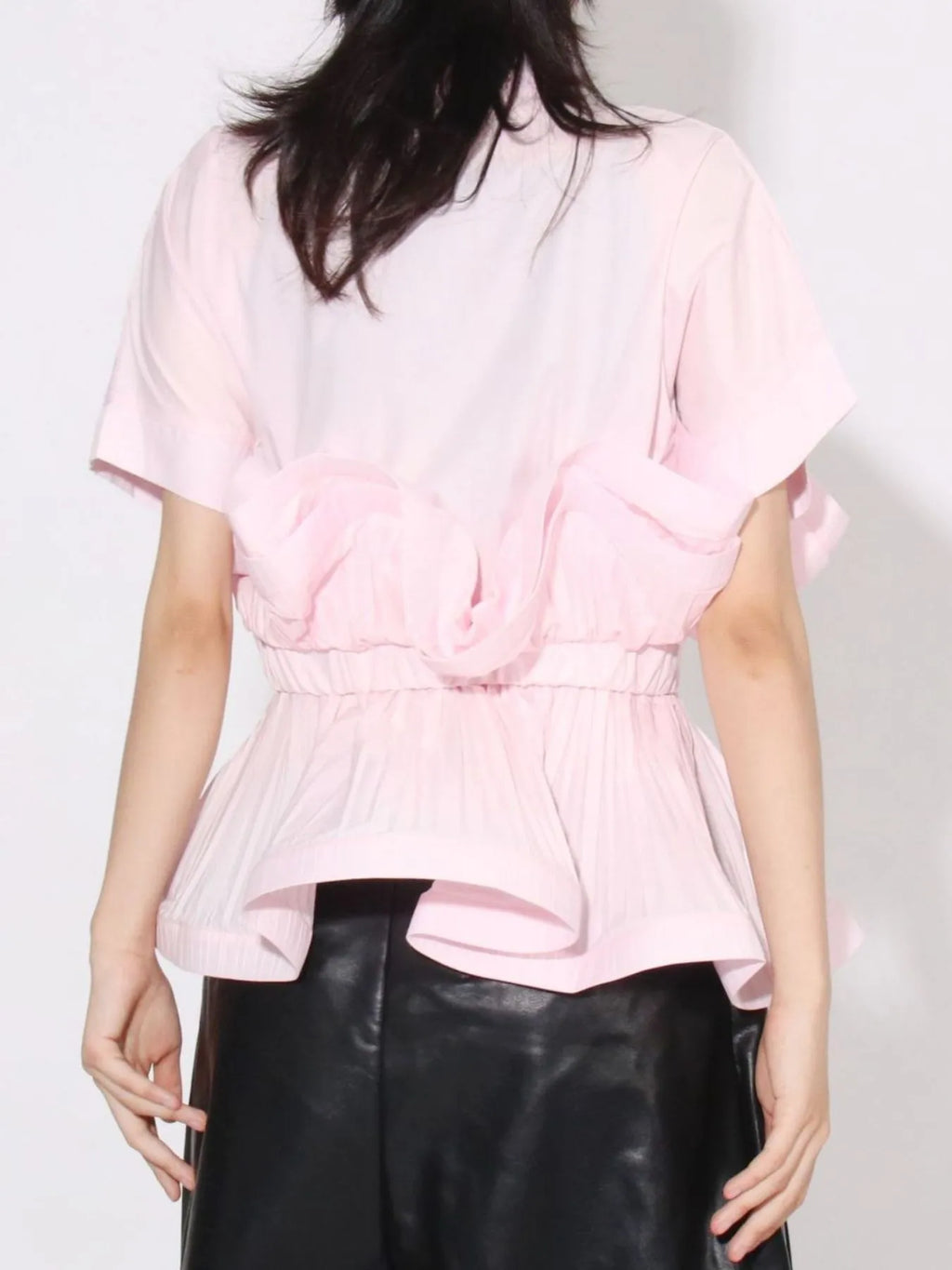 Ruffle Peplum Button-Down Shirt