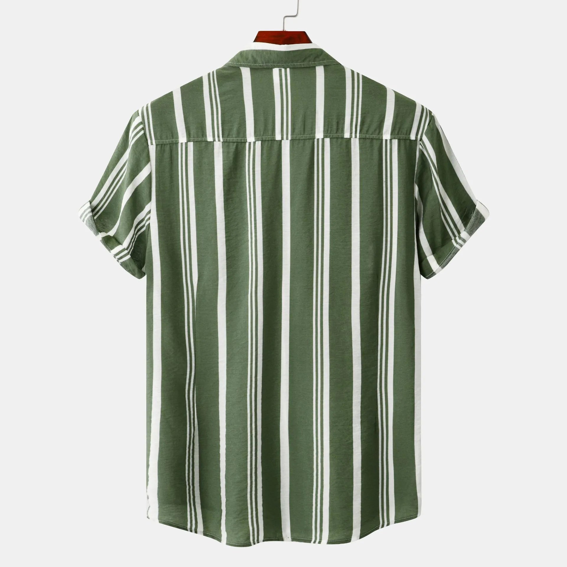Men's Plus Size Striped Short Sleeve Button-Down Shirt
