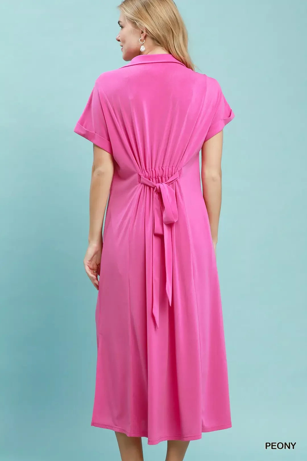Umgee Collared Belted Midi Dress
