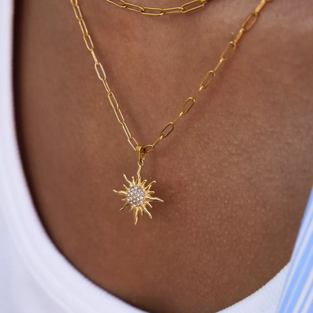 18K Gold-Plated Double Layered Pendant Necklace