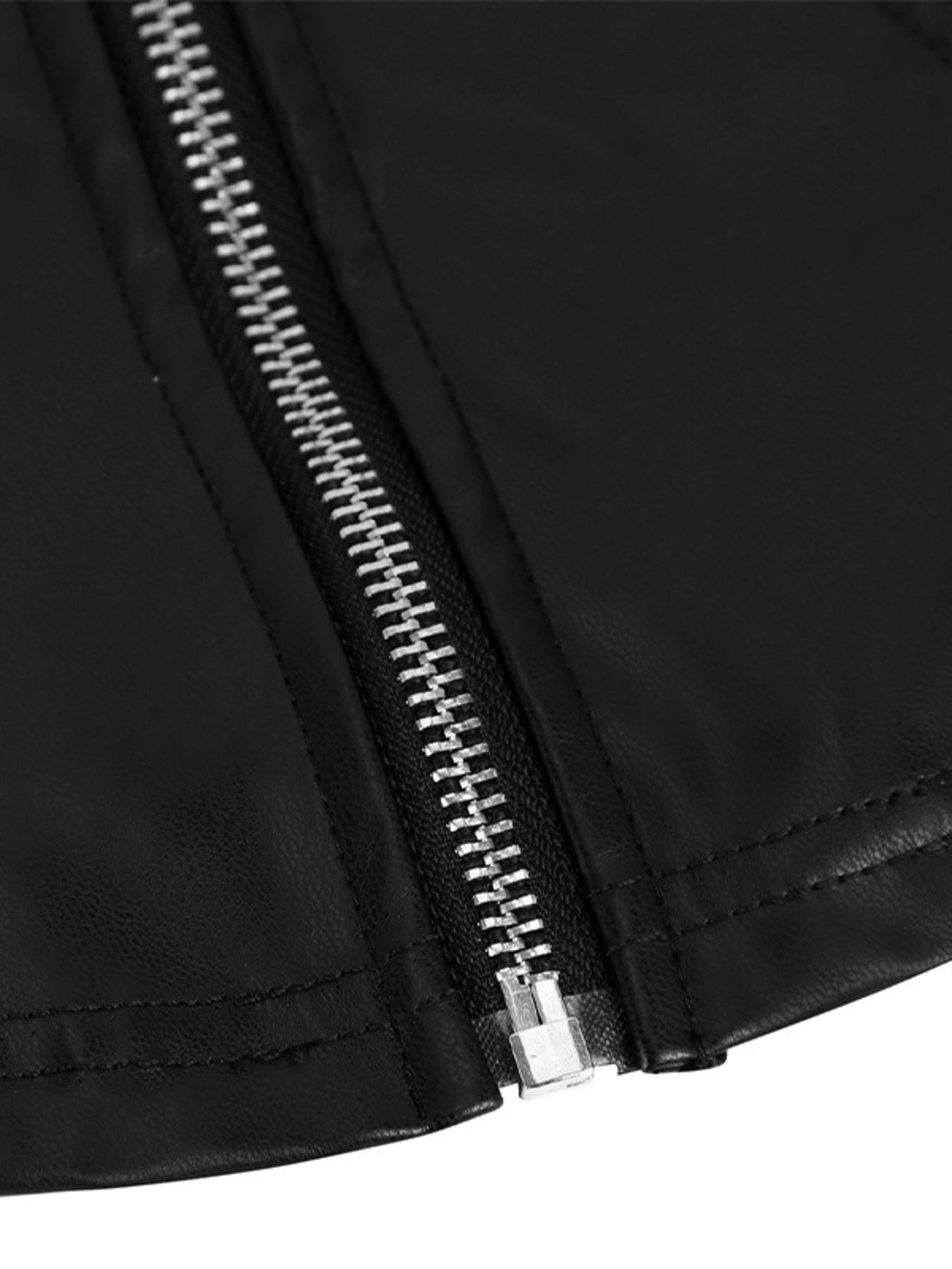 Zip Up Long Sleeve Leather Jacket