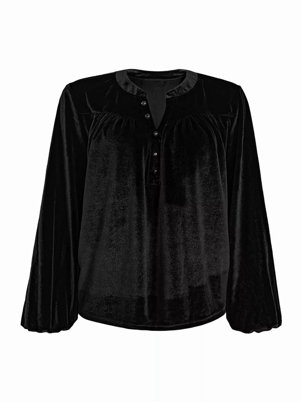 Velvet Balloon Sleeve Blouse