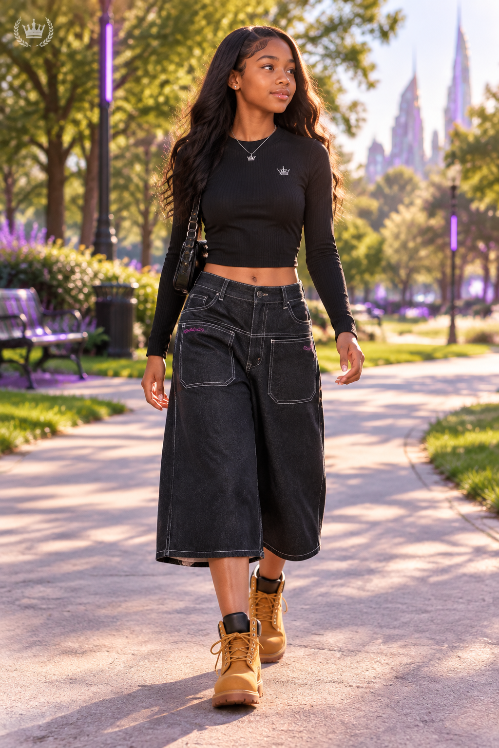 Y2K Baggy Wide-Leg Denim Shorts | Calf-Length Vintage Denim | Women's American Retro Streetwear Shorts