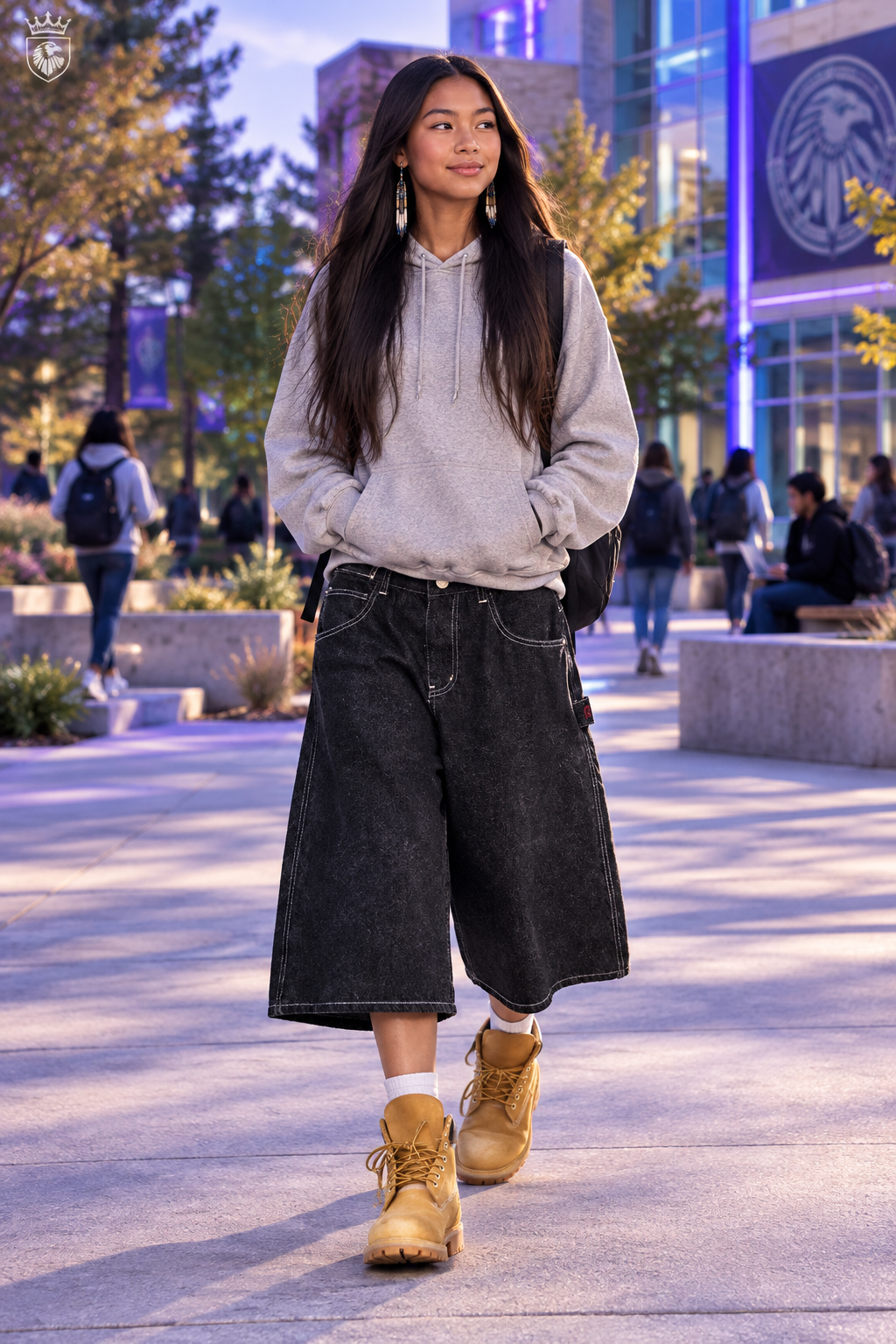 Y2K Baggy Wide-Leg Denim Shorts | Calf-Length Vintage Denim | Women's American Retro Streetwear Shorts