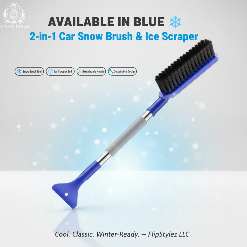 2-in-1 Car Snow Removal Brush & Ice Scraper | Multi-Functional Winter Snow Shovel with Extendable Handle | Auto Windshield Defrost Tool